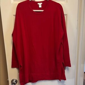 Women's Cashmere Red Long Sleeve Tunic